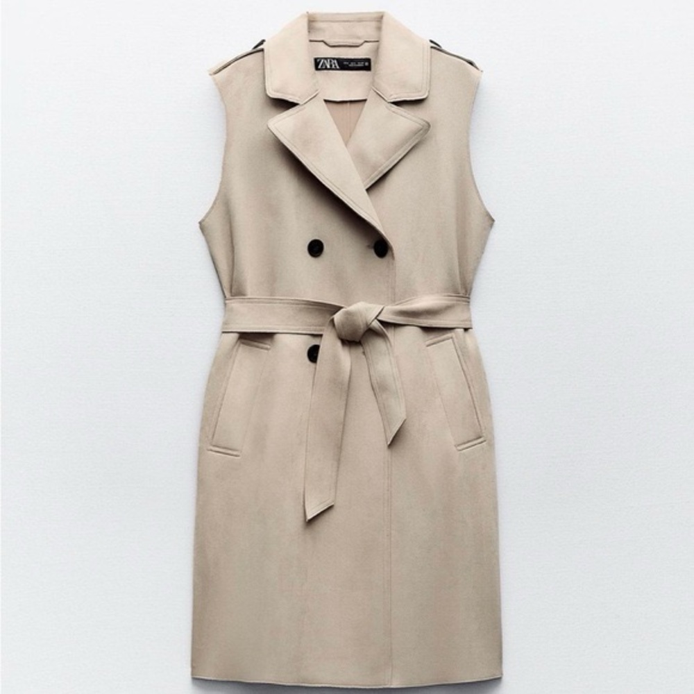 Zara Faux Suede Long Vest